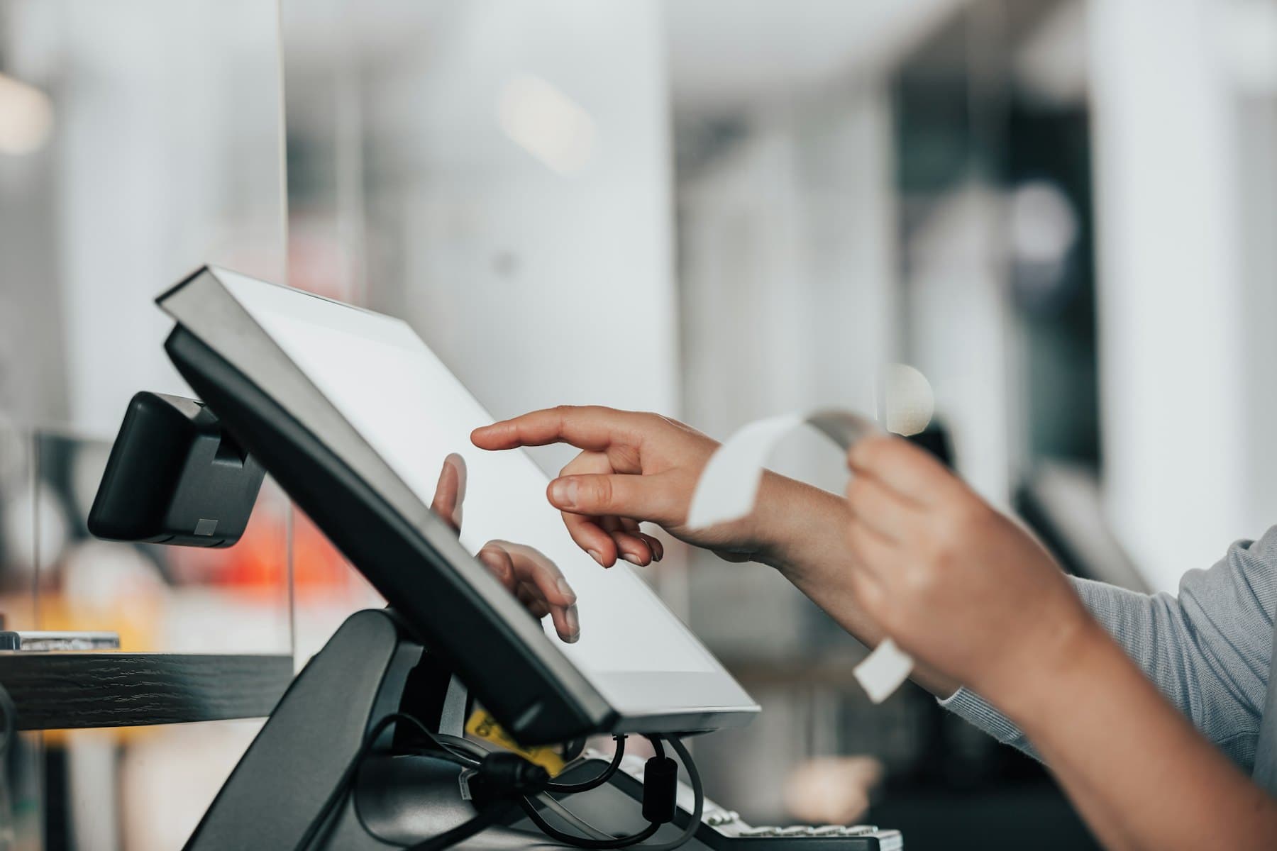 Retail checkout representing POS system software